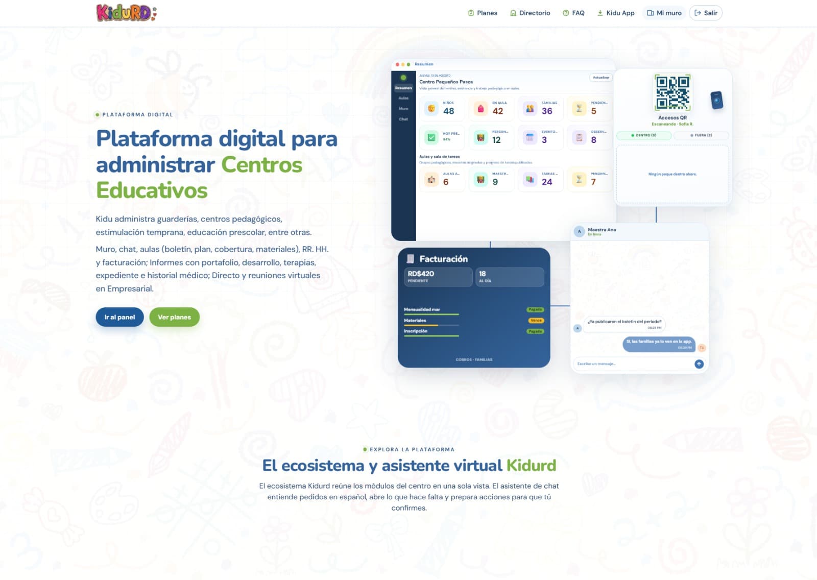 Kidurd - panel principal del centro educativo